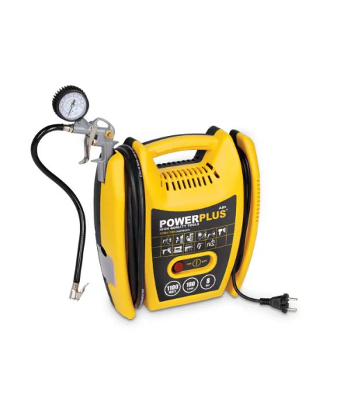 POWX1705 Kompresor 1100W + 5 ks přísl. bezolejový