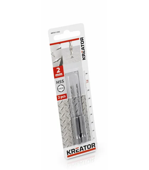 KRT011302 2 ks HSS Vrtáků do kovu HEX 2.0 x 70 mm